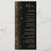 Modern Black Gold Glitter Edge Wedding Menu (Voorkant)
