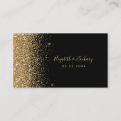 Modern Black Gold Glitter Edge Wedding Plaatskaartje (Achterkant)