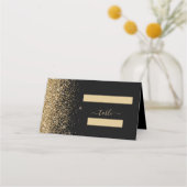 Modern Black Gold Glitter Edge Wedding Plaatskaartje (Voorkant)
