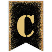 Modern Black & Gold Glitter Engagement Party Bunt Vlaggetjes (Eerste vlag)