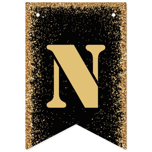 Modern Black & Gold Glitter Engagement Party Bunt Vlaggetjes (Derde vlag)