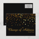 Modern Black Gold Glitter Faux-adreswijziging Aankondigingskaart (Voorkant / Achterkant)