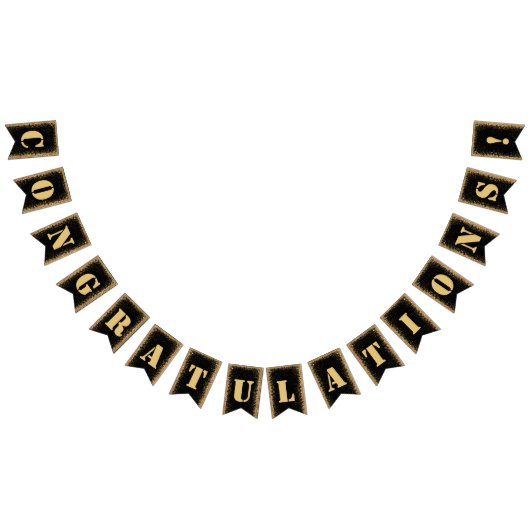 Modern Black & Gold Glitter Graduation Party Vlaggetjes (Alle)