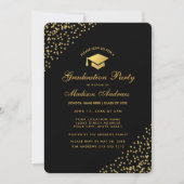 Modern Black Gold Glitter Gradution Party Invite Kaart (Voorkant)