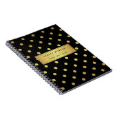 Modern Black Gold Glitter Polka Dots Notitieboek (Rechterzijde)