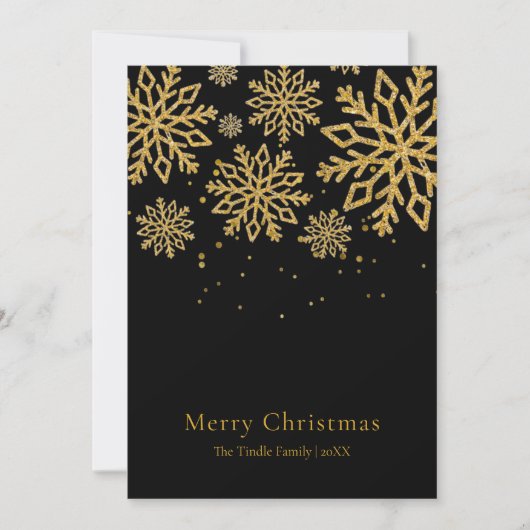 Modern Black Gold Glitter Script Christmas    Feestdagenkaart (Voorkant)