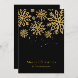 Modern Black Gold Glitter Script Christmas Feestdagenkaart