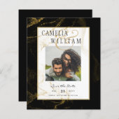 Modern Black Gold Glitter Wedding (Voorkant / Achterkant)