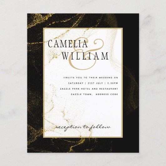 Modern Black Gold Glitter Wedding (Voorkant)