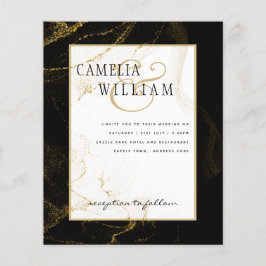 Modern Black Gold Glitter Wedding Flyer