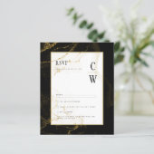 Modern Black Gold Glitter Wedding RSVP (Staand voorkant)
