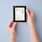 Modern Black Gold Glitter Wedding RSVP Flyer (Hand)