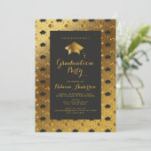 Modern Black Gold Graduation Party Kaart (Staand voorkant)