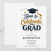 Modern Black & Gold Graduation Party Kaart (Voorkant / Achterkant)