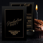 Modern Black Gold Graduation Party Kaart