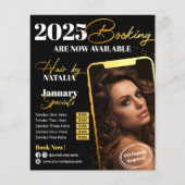 Modern Black Gold Hair Salon 2025 Boeking Flyer (Voorkant)