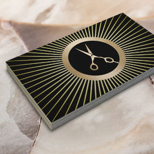 Modern Black & Gold Hairdresser Hair Stylist Salon Visitekaartje