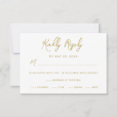 Modern Black Gold Hand Lettered Meals Wedding RSVP Kaartje (Voorkant)