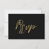 Modern Black Gold Hand Lettered Meals Wedding RSVP Kaartje (Achterkant)