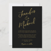 Modern Black Gold Hand Lettered Script Wedding Kaart (Voorkant)
