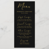 Modern Black Gold Hand Lettered Script Wedding Menu (Voorkant)