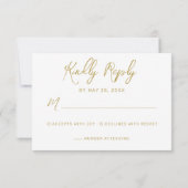 Modern Black Gold Hand Lettered Script Wedding RSVP Kaartje (Achterkant)