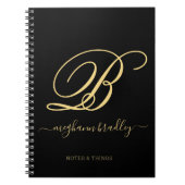 Modern Black Gold Handwrite Name Notitieboek (Voorkant)