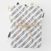 Modern Black & Gold Happy Hanukkah Trees Inpakpapier Vel (In situ)