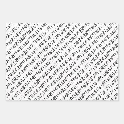 Modern Black & Gold Happy Hanukkah Trees Inpakpapier Vel (Voorkant)