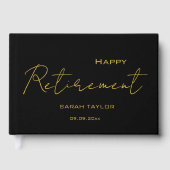 Modern Black & Gold Happy Retirement Personalized  Gastenboek (Voorkant)