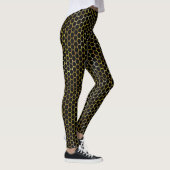 Modern Black Gold Hexagon Beehive Abstract Patroon Leggings (Rechts)