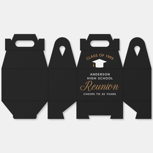 Modern Black Gold High School Alumni Reünie Party Bedankdoosjes (Ongevouwen)