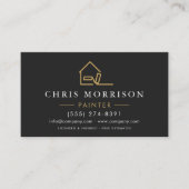 Modern Black Gold House Painter QR Code Visitekaartje (Voorkant)