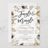 Modern Black Gold Jingle en Mingle Holiday Party Kaart (Voorkant)