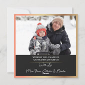 Modern Black Gold kerstversiering 2 Foto Feestdagenkaart (Achterkant)