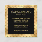 Modern Black Gold Lips Makeup Artist Vierkante Visitekaartje (Achterkant)