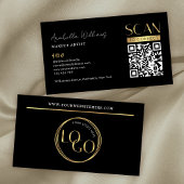 Modern Black Gold Logo Makeup Beauty Salon QR Code Visitekaartje