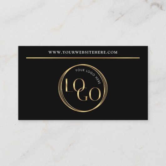 Modern Black Gold Logo Makeup Beauty Salon QR Code Visitekaartje (Voorkant)