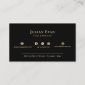 Modern Black Gold Luxe Professionele Zakelijke Log Visitekaartje (Achterkant)