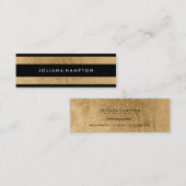 Modern Black Gold Luxe Visitekaartje, bladskinny Mini Visitekaartje (Voorkant / Achterkant)