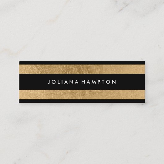 Modern Black Gold Luxe Visitekaartje, bladskinny Mini Visitekaartje (Voorkant)