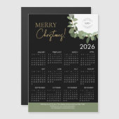 Modern Black & Gold Merry Christmas 2026 Calendar (Voorkant / Achterkant)