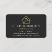 Modern Black & Gold Metal Contractor QR Code Visitekaartje (Voorkant)