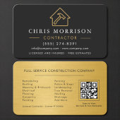 Modern Black & Gold Metal Contractor QR Code Visitekaartje