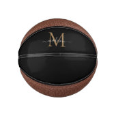 Modern Black Gold Monogram Feminine Girly Script Basketbal (Voorkant)