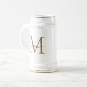 Modern Black Gold Monogram Script Name Initiaal Bierpul (Voorkant links)