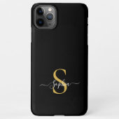 Modern Black Gold Monogram stijlvolle scriptnaam iPhone Hoesje (Achterkant)