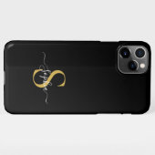 Modern Black Gold Monogram stijlvolle scriptnaam iPhone Hoesje (Achterkant horizontaal)