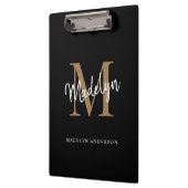 Modern Black Gold Monogram stijlvolle scriptnaam Klembord (Links)