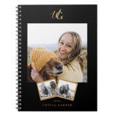 Modern Black Gold Monogrammed Notitieboek (Voorkant)